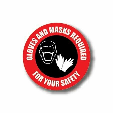 ERGOMAT 16in CIRCLE SIGNS Gloves And Mask Required For Your Safety DSV-SIGN 256 #0734 -UEN